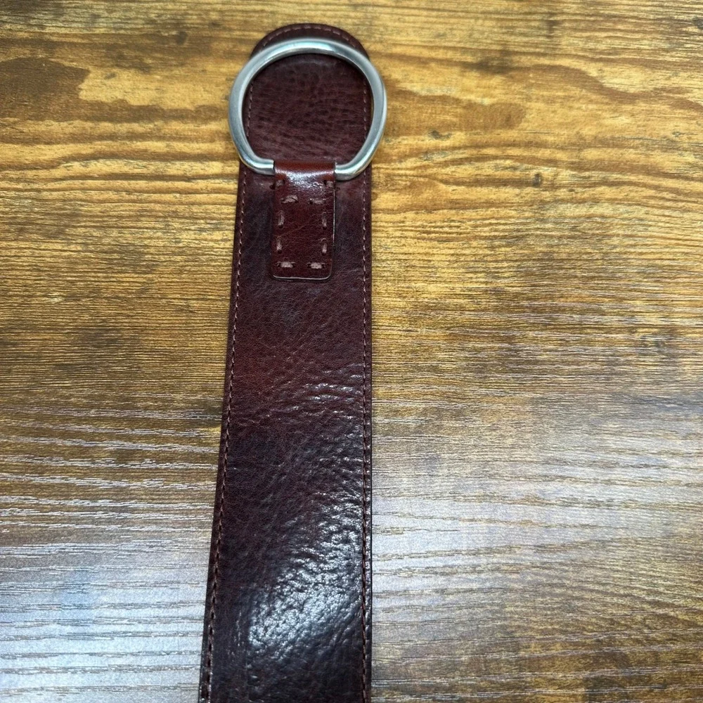 J. Jill Womens Dark Brown Leather Ring Buckle Belt Made in Italy BLT176951 XS/S